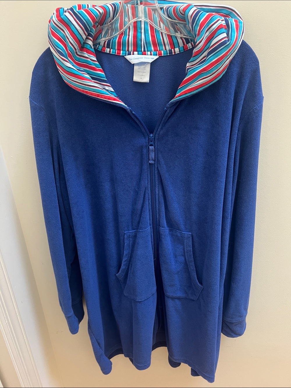 THE COMPANY STORE Vintage Navy Blue Zip-Up Coverup - XL